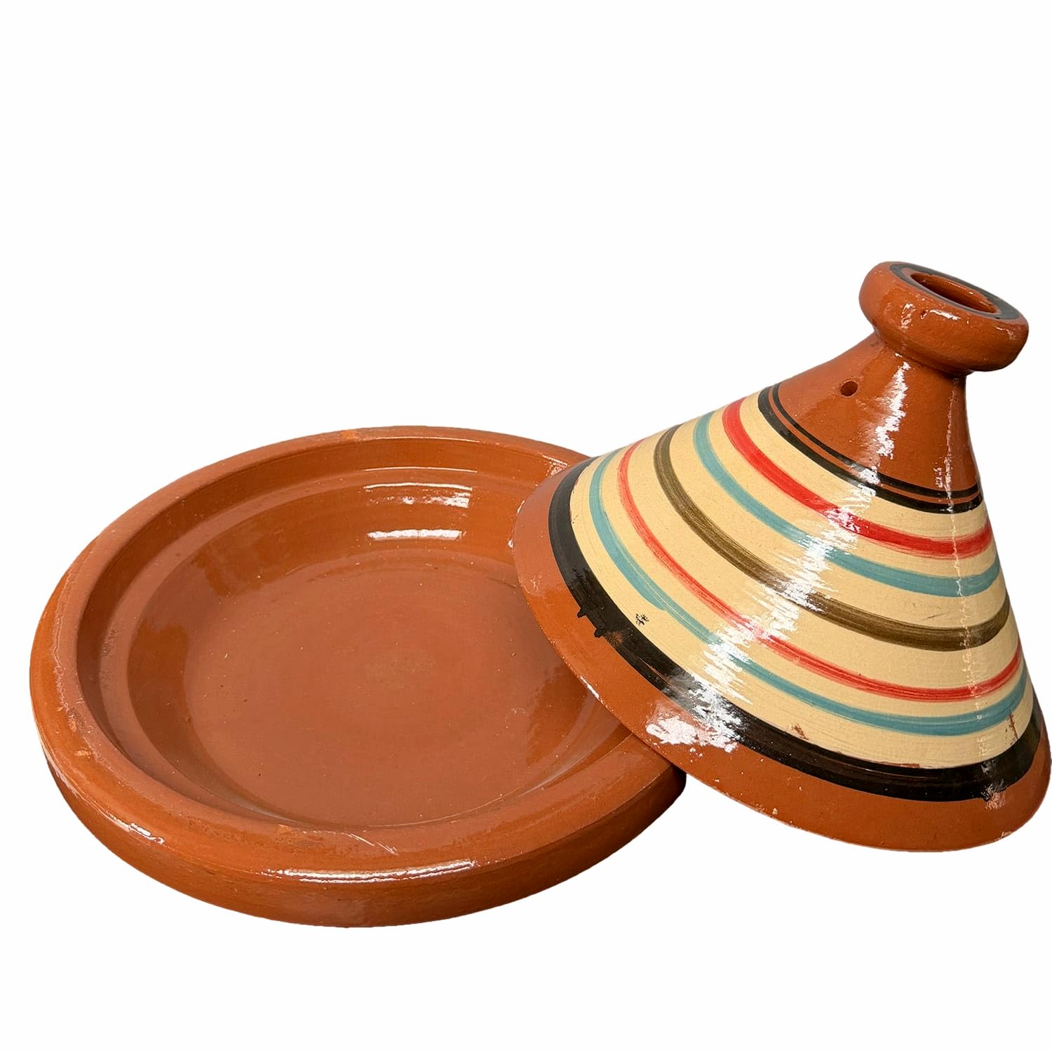 Tajine XL 35 cm Terracotta handbemalt – traditioneller marokkanischer Topf + kostenloses E-Book 0107261115