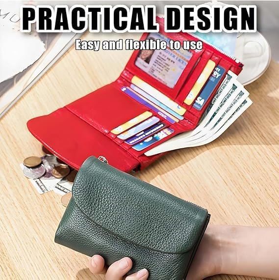 Joyfullygo Wallet, Unisex Pebble Leather Wallet, Short Genuine Leather Coin Card Holder, Unisex Soft Pebble Leather with Card Slots & Coin Pocket (Black-a)3