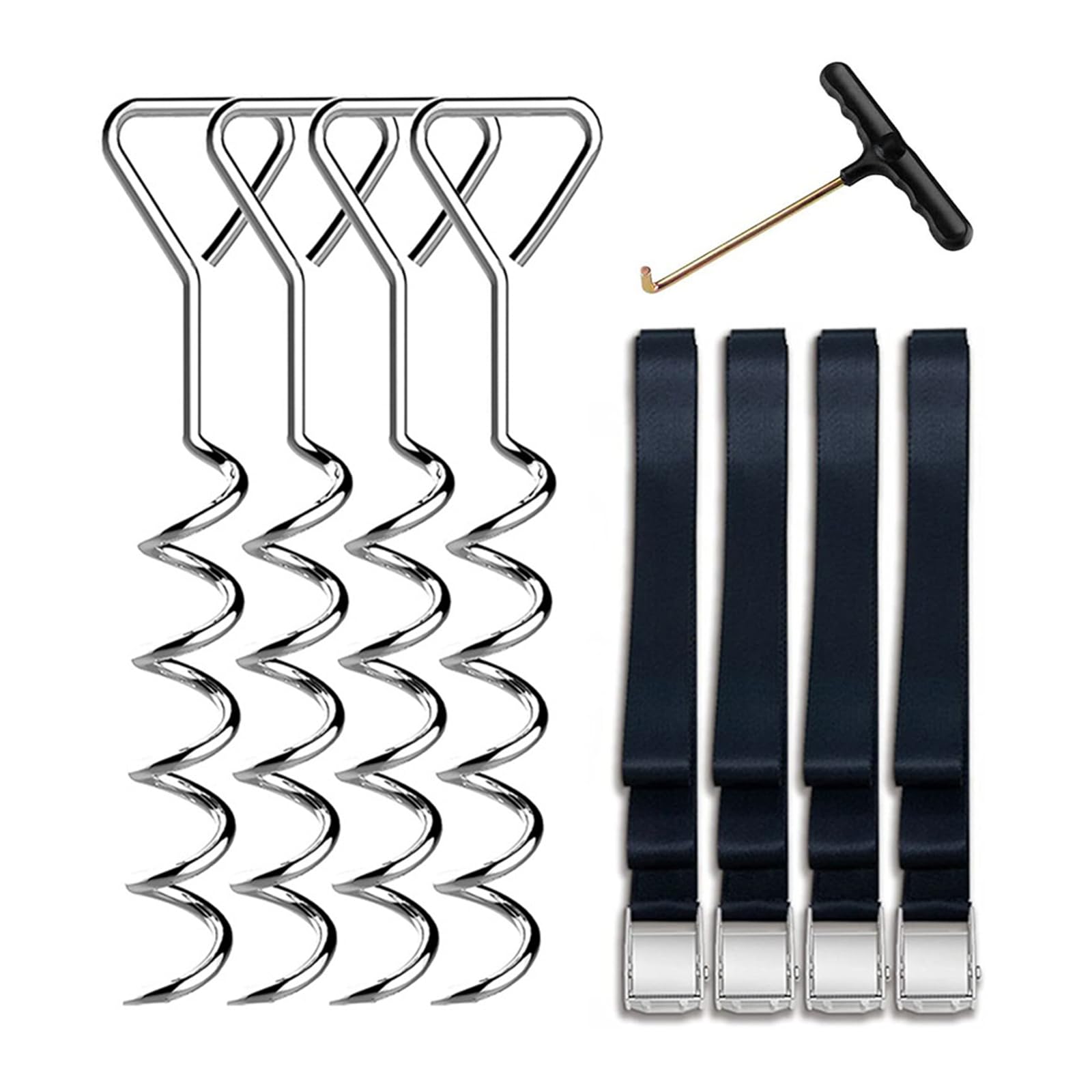 4 Stück Zelthering, Korkenzieher Form, Trampolin Heringe, Spiralen, Bodenanker, Heringe, Zelt Zubehör, einfach zu bedienendes tragbares Trampolin in Korkenzieher Form