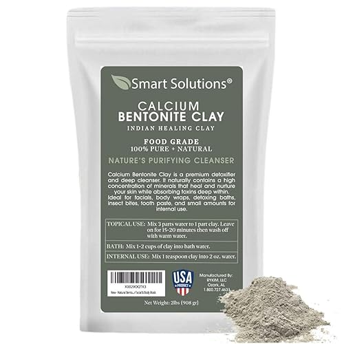 Miniatura 1 de SMART SOLUTIONS Arcilla de bentonita de calcio de grado alimenticio, 2 libras pura  Desintoxicante natural para uso interno y externo  Tratamientos