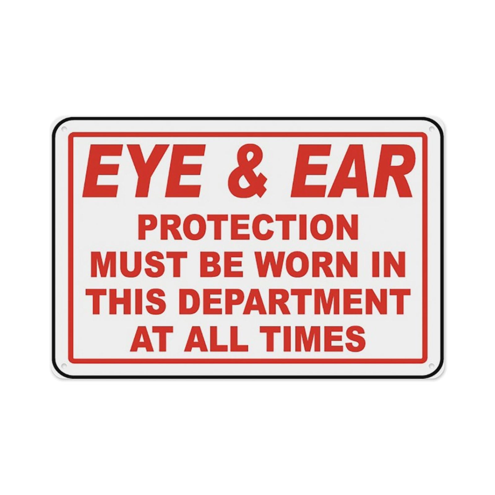 peiyeety Eye & Ear Protection Must Be Worn Sign Aluminum Tin Warning Signs For Home Outdoor Garden 12X16 Inches