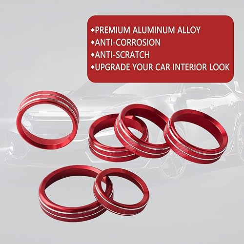 Miniatura 6 de 1797 Fundas de perilla de CA para Ford F150 2016-2019, accesorios de aleación de aluminio roja, paquete de 6