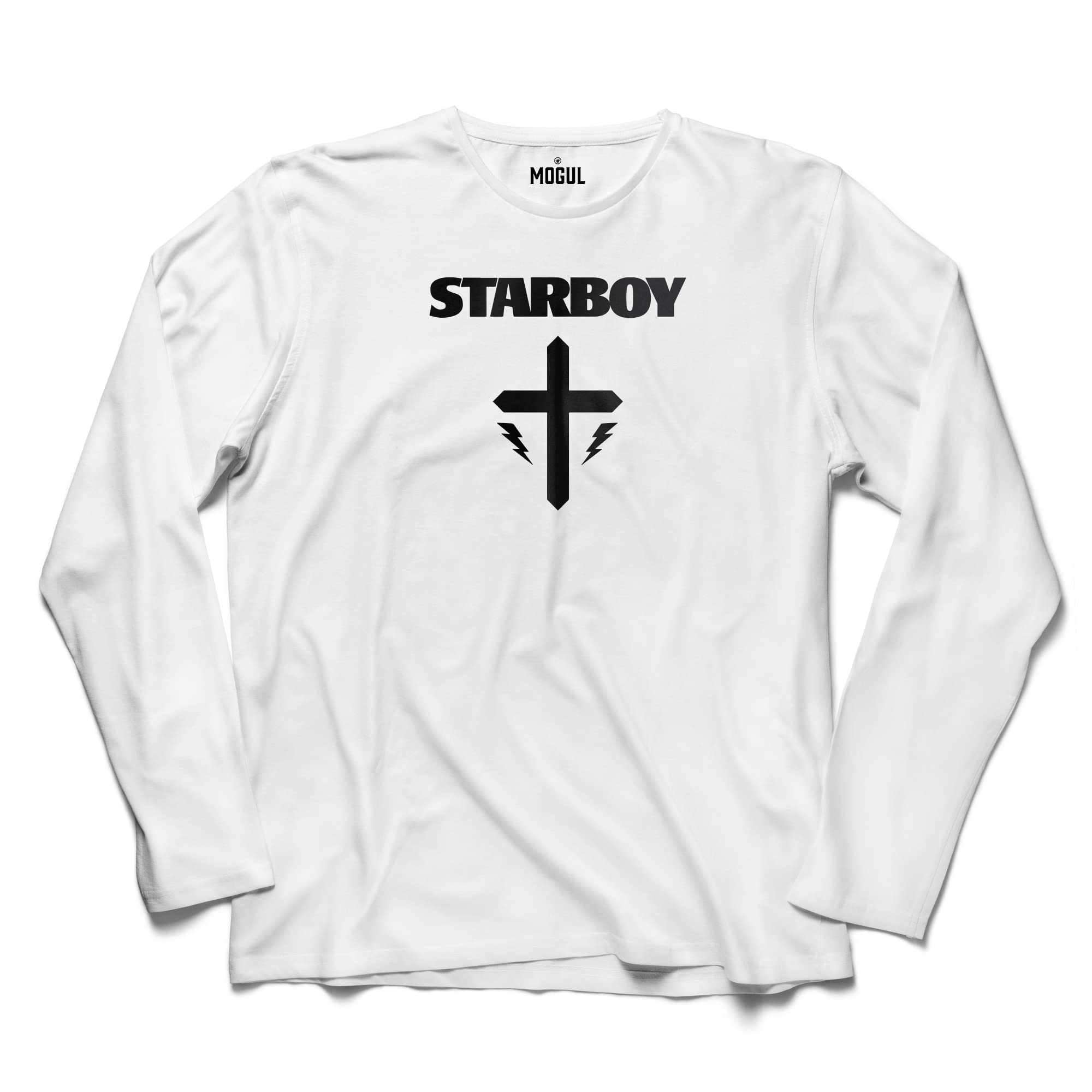 MOGULThe Weeknd Starboy Unisex Cotton Crewneck Full Sleeves Tee