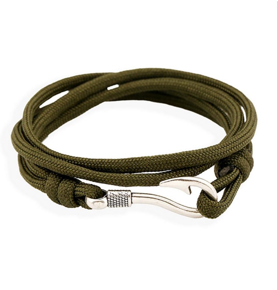 5-10pcs Nylon Rope Wrap Military Camouflage Nautical Fishook Bracelet, DIY Bracelet,Anklet,Necklace,32 Inch