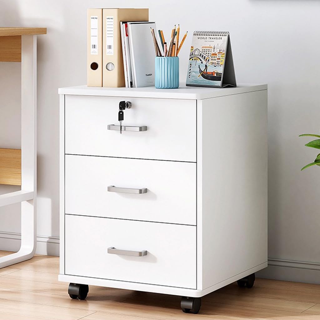 DUSALA Movable Filing Cabinet with 1 Drawer and 1 Door Lockable Office ...
