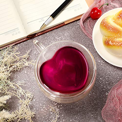 Patelai Heart Shaped Tea Cup 240 Ml/ 8 Oz Double Walled Insulated Glass Coffee Mug Valentine's Day Clear Tea Cup For Valentine's Day, Anniversary, Wedding, Engagement, Birthday (1) #TOP28