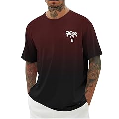 Mens Gradient T-Shirt Short Sleeve Tee Shirts Tropical Hawaiian Printed Graphic Tshirts Summer Cotton