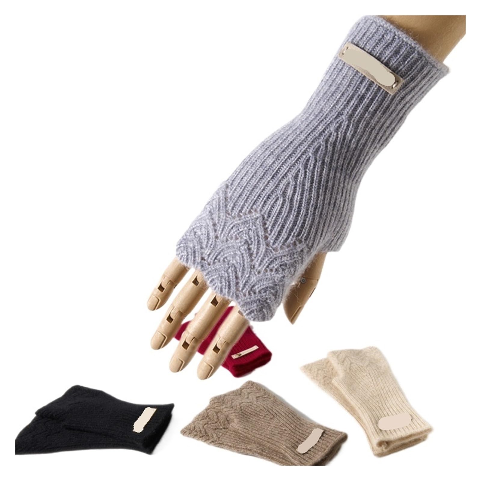 Generico Guanti Da Donna In Cashmere, Guanti Mezze Dita In Pizzo