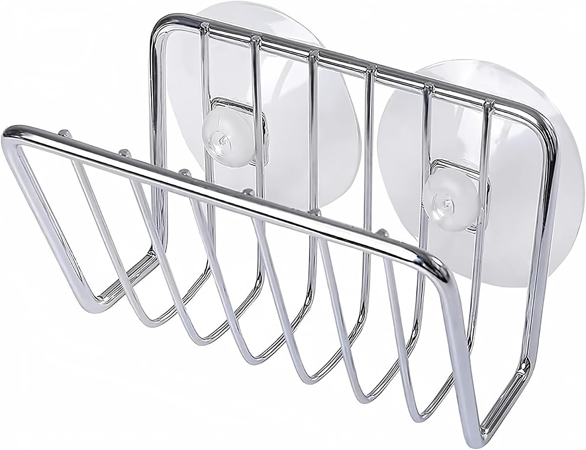 Toplife Sponge Holder for Kitchen Sink, Stainless Steel Suction Cup Sponge Caddy - Silver