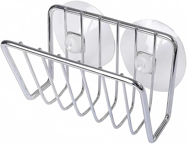 Toplife Sponge Holder for Kitchen Sink Stainless Steel Suction Cup Sponge Caddy - Silver