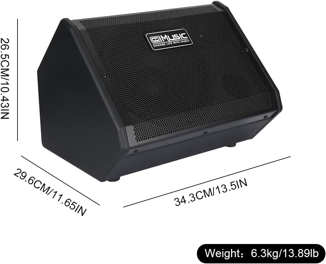Coolmusic DM50 Amplificatore elettronico per batteria e tastiera portatile 50W con OTG e Bluetooth, 2 ingressi, equalizzatore a 3 bande e LINE OUT