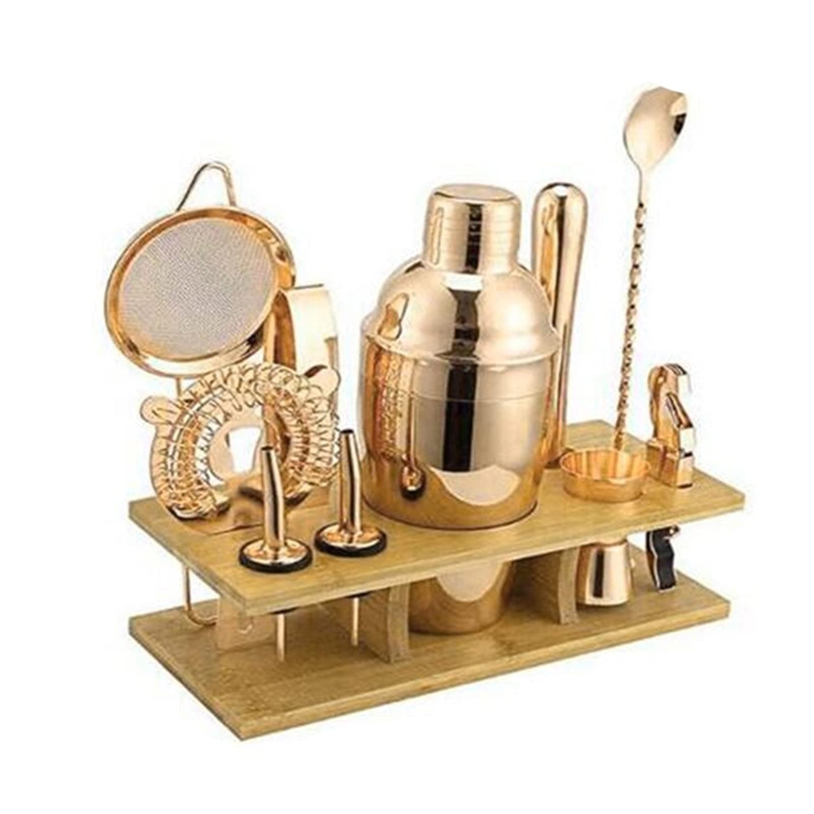 Coctelera para Cócteles Juego de cocheras de cóctel de 11 piezas Kit de barman de acero inoxidable con soporte de bambú Profesional Martini Cocktail Shaker Set Home Bar Herramientas Juego de cóctel