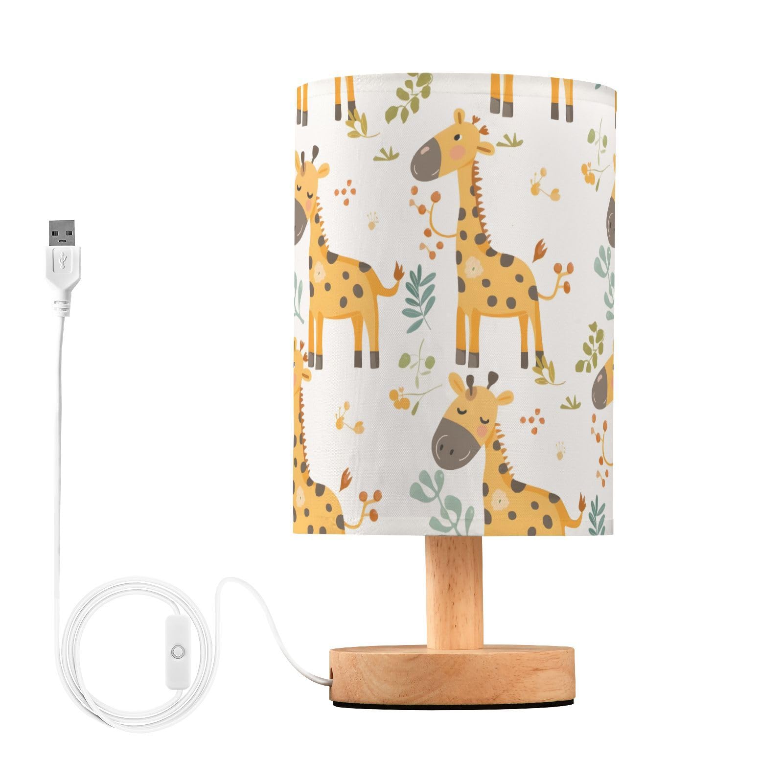Mnsruu Bedside Table Lamp Giraffe Childish Forest Animal Bedside Lamps LED Light Desk Lamp Fabric Shade Small Lamp for Bedroom Living Room (Bulb Included) — image 1