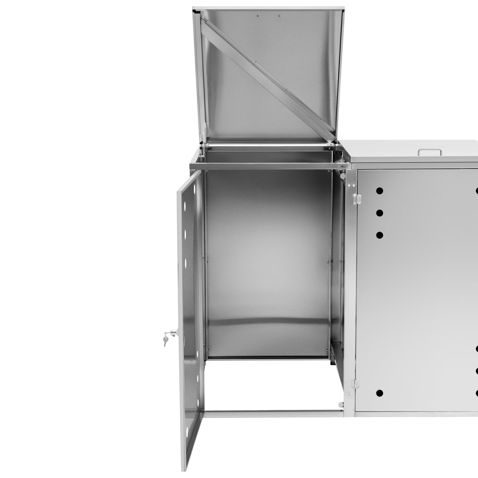 Copribidone per spazzatura 2 x 240 l Fori di ventilazione copri cassonetto della spazzatura Copribidone dei rifiuti Copri bidoni spazzatura Copribidone per spazzatura acciaio inox