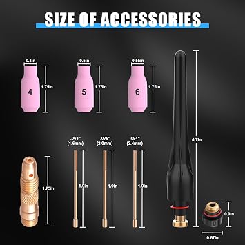 LIFT TIG Welding Torch, 13ft WP-17V TIG Gun with 10-25mm2 Connector | WP-17V with 10-25mm2 Connector, 13-FT Cable, Gas Hose with 5/8-18, for AZZUNO MIG-135F/155F/135PRO/135L/145L/155L