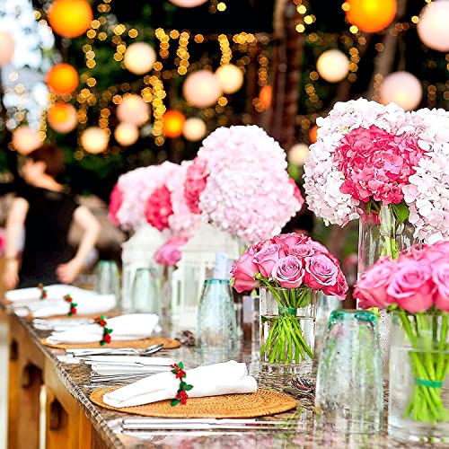 Napkin Rings Set Of 12, Haoypaic Rustic Napkin Ring Serviette Holders Handmade Red Berry Table Decorations For Wedding Christmas Thanksgiving New Year Valentine's Banquet Birthday Party #TOP3