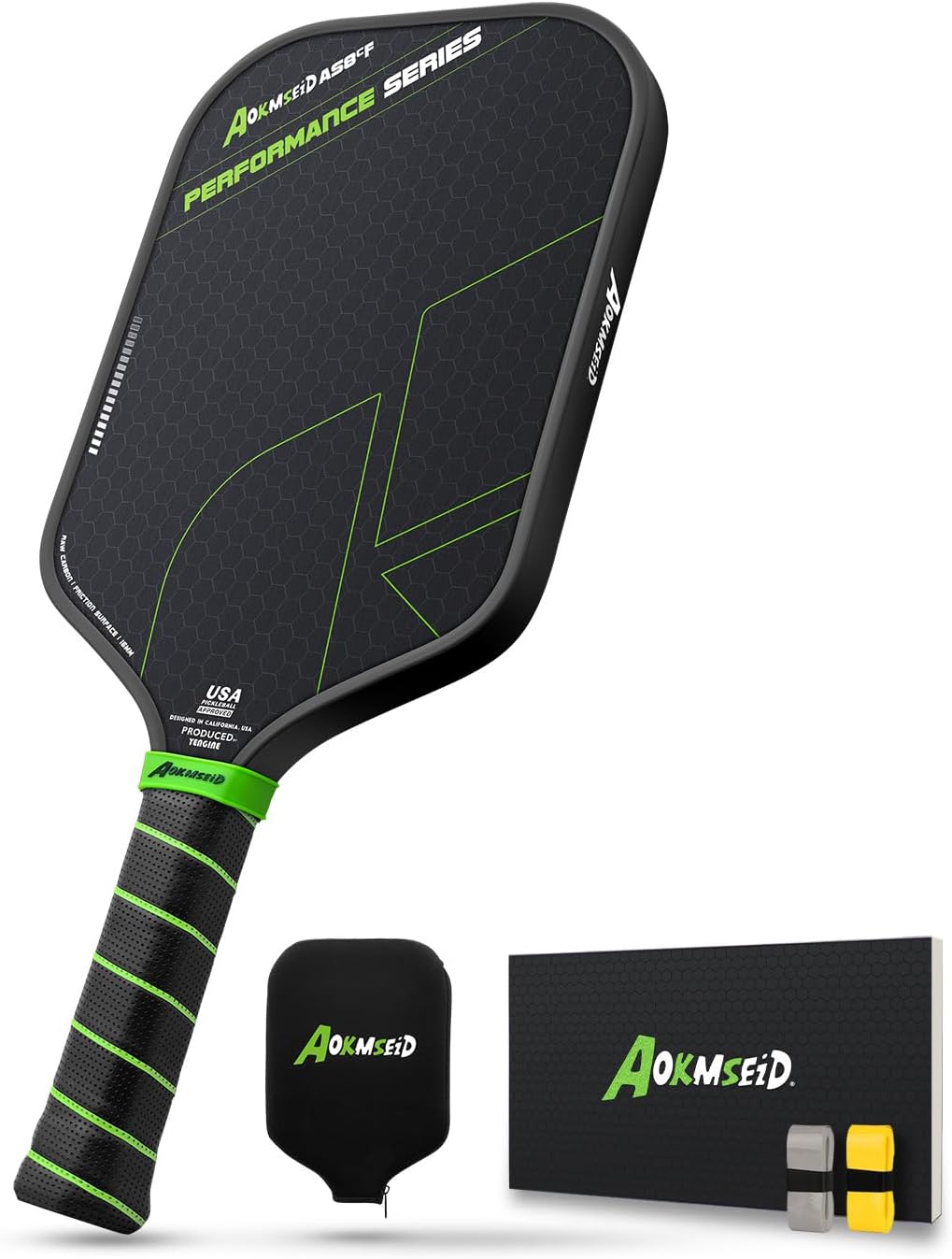 AKS Performance Series Pickleball Paddle - Toray T700 Carbon Fiber Surface, 16mm Polymer Core, High Control & Spin, USAPA Approved Black
