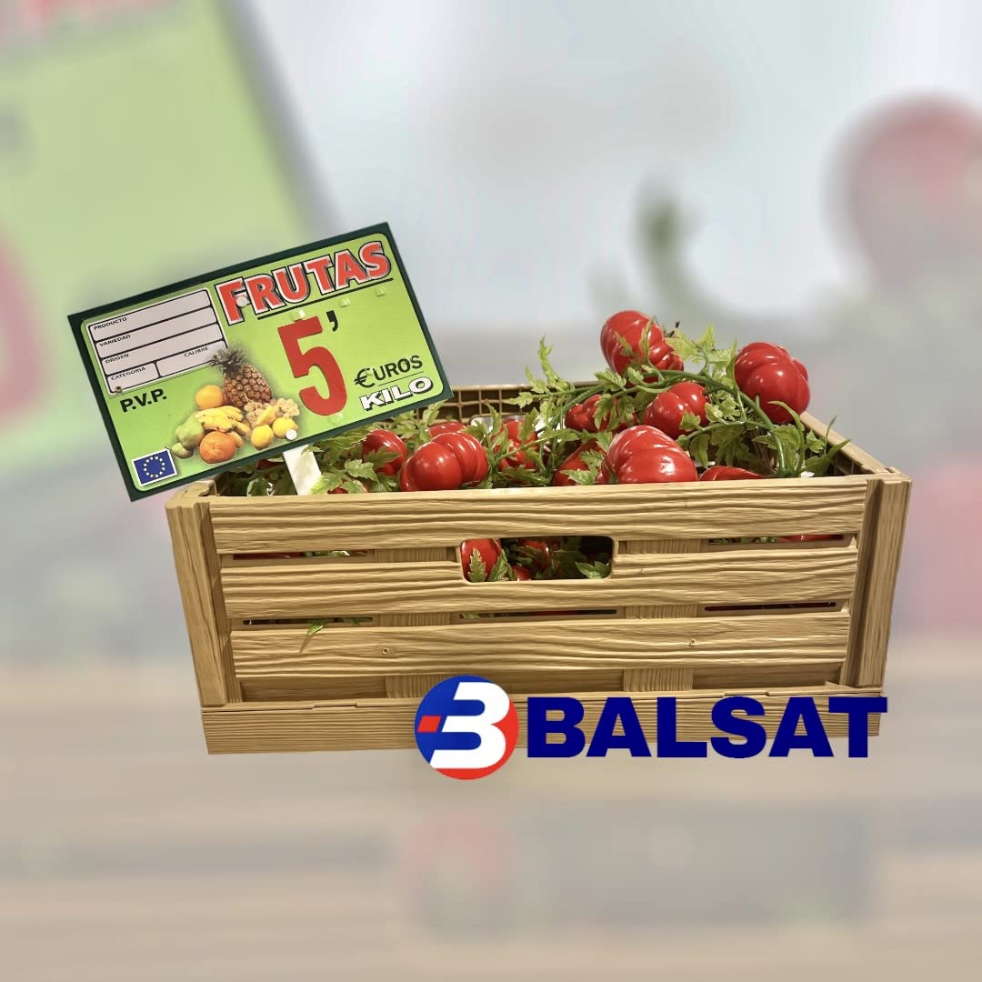 BALSAT Portaprecio fruteria, Portaprecio para frutas y verduras, Cartel para fruteria, Precios para fruteria - Paquete de 12 ud. (Ganchos)