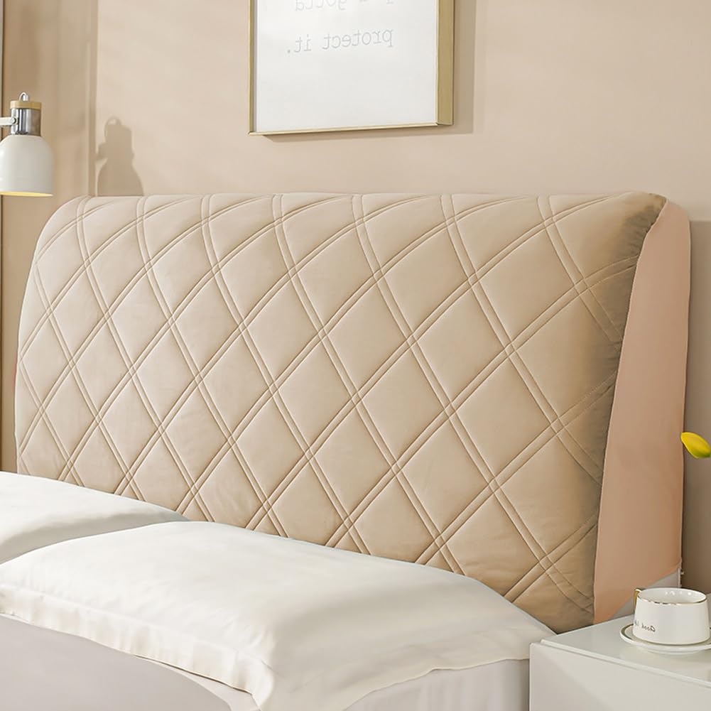 Bed Headboard Cover,Stretch Headboards Covers Slipcover For Double/Single Bed, King/Super King Size Velvet Dustproof Protective Cover For Bedroom Headboard ( Color : Brown , Size : 190cm(75inch) )