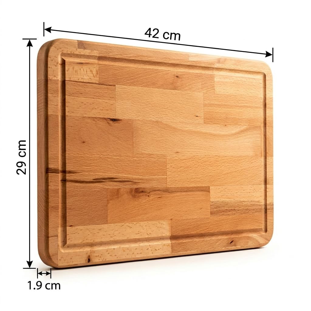 Planche à découper de qualité supérieure, en bois massif de hêtre huilé, avec rainure de jus, pour couper et servir, qualité artisanale autrichienne, pour la cuisine et le service, utilisable