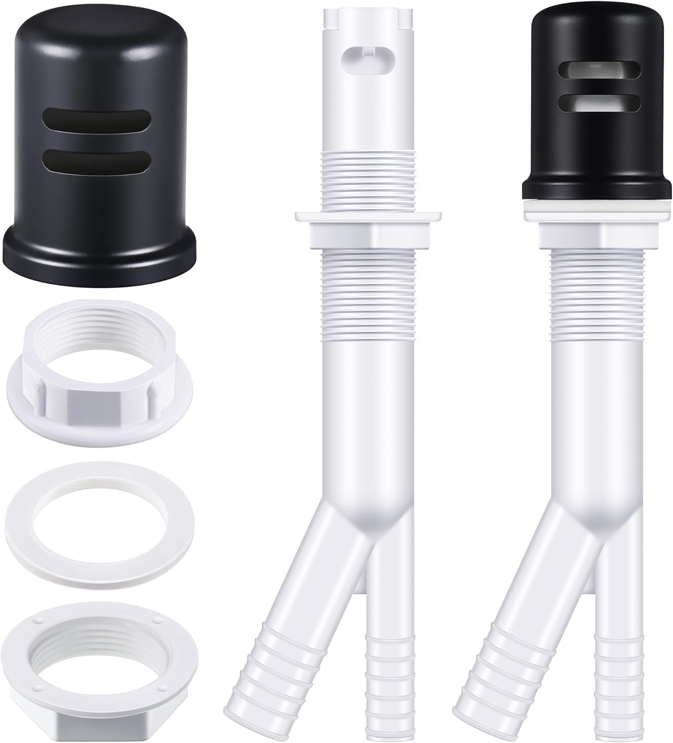 Enhon 2 Set Dishwasher Air Gap Kit, with Matte Black Air Gap Cover and