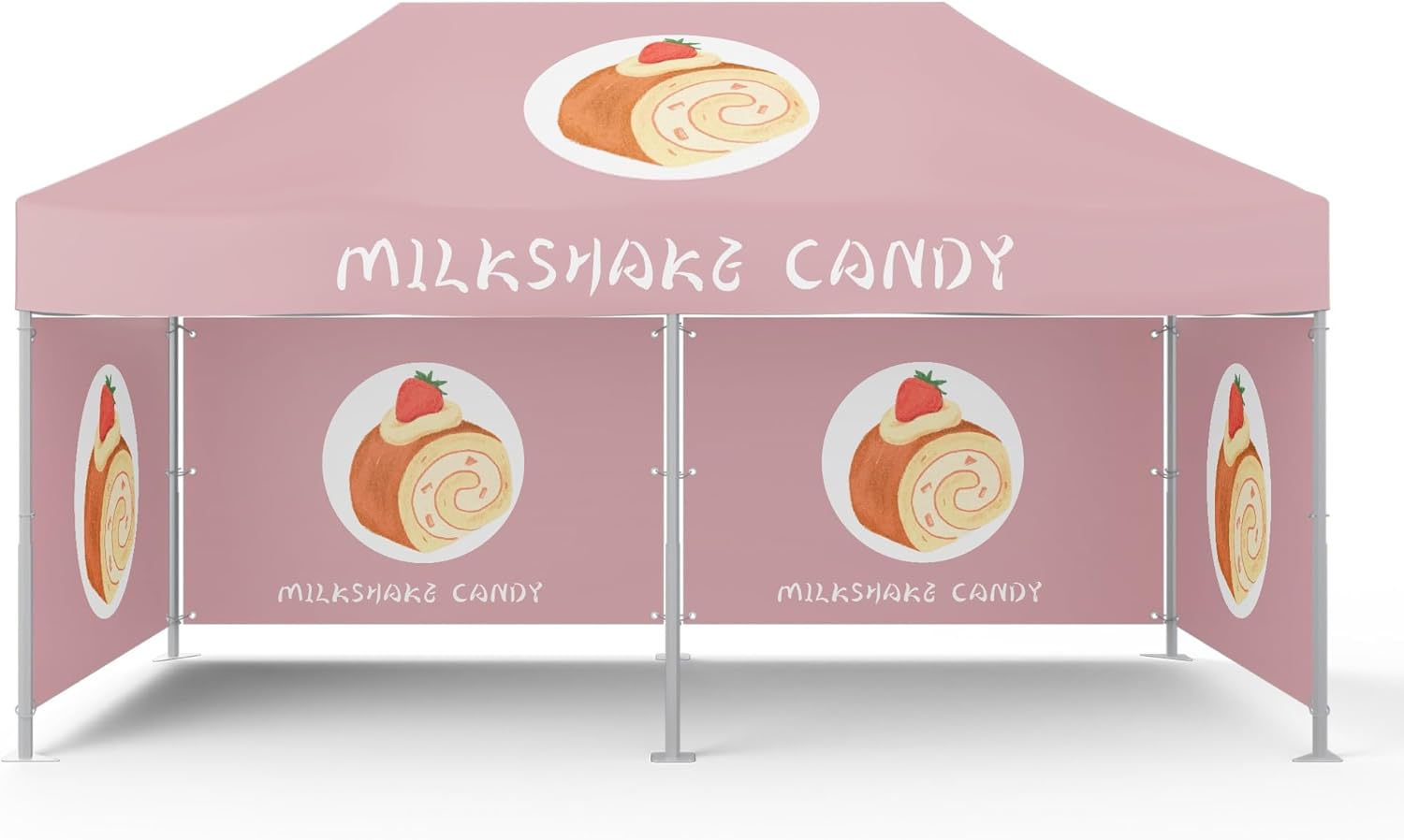 Custom Canopy Tent 10×20 with Logo, Personalized Pop Up Tent Packages for Trade Shows, Markets, Events, Quality Prints of Your Branding for Business Advertising (1 Full Wall + 2 Half Walls)