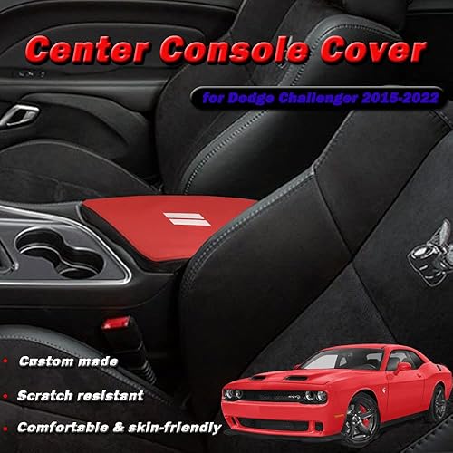 Miniatura 2 de BOYUER Funda para consola central para Dodge Challenger 2015, 2016, 2017, 2018, 2019, 2020, 2021, 2022, 2023, funda de piel para consola central,