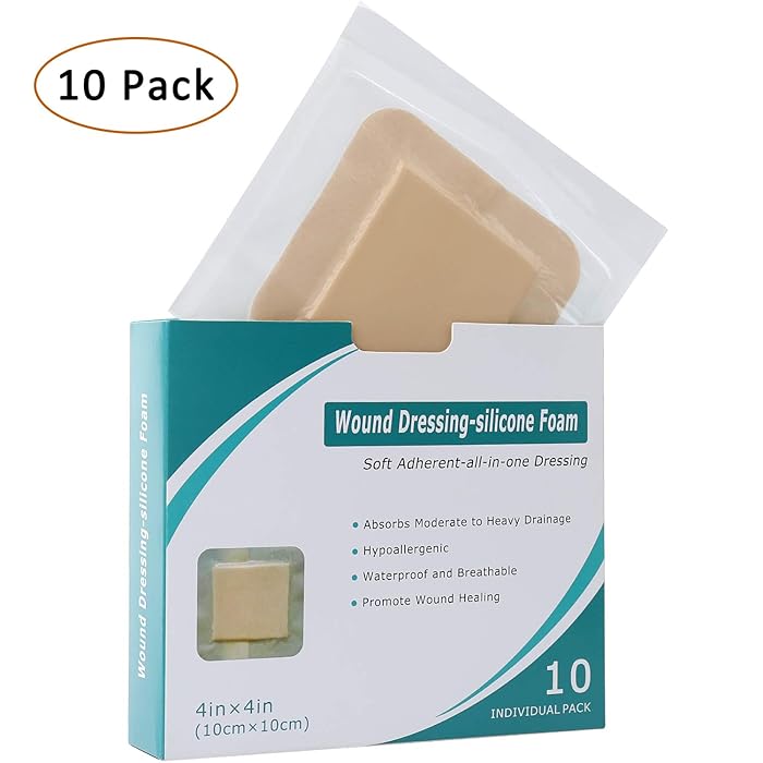 Buy Silicone Foam Dressing 10 Pack with Border Adhesive Hydrophilic