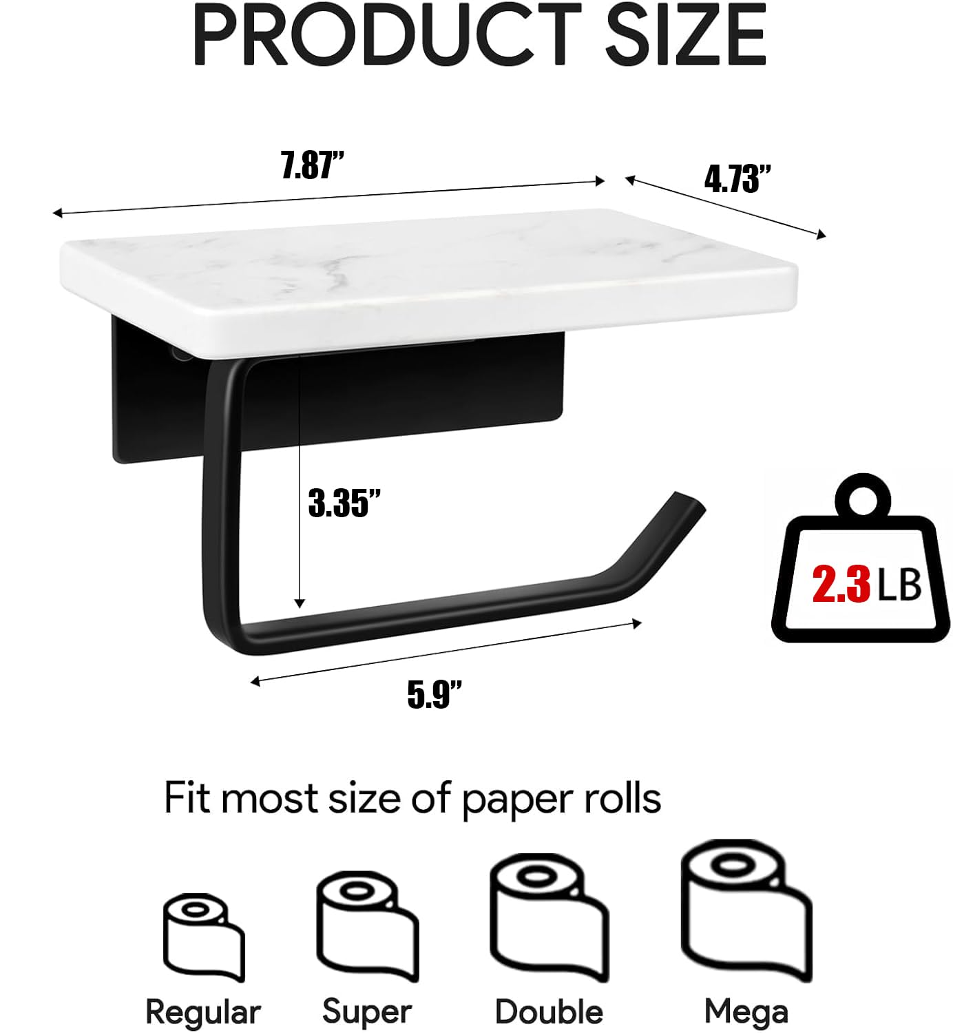 TIANYI-Porte Papier Toilette sans Perçage en Aluminium, Porte