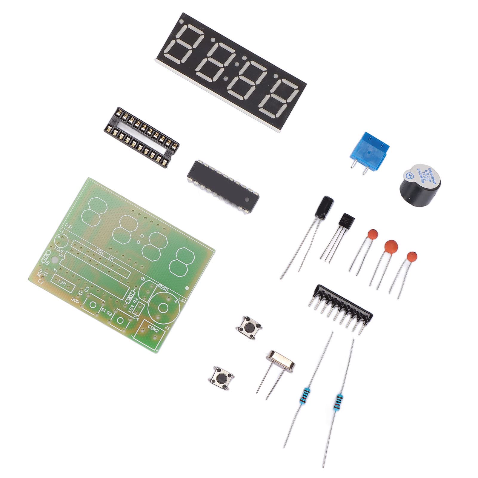 Kit d'Horloge Numérique DIY 4 Chiffres, Double Alarme, Circuit 52 x 42 mm, Alimentation 3-6V, Projet de Soudure Électronique