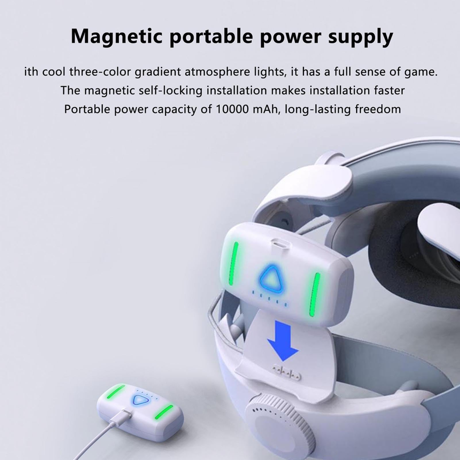 Fascia per la Testa VR con Batteria, Tempo di Riproduzione Prolungato e Comoda Cinghia Regolabile, Utilizzo di Sicurezza per Meta 3