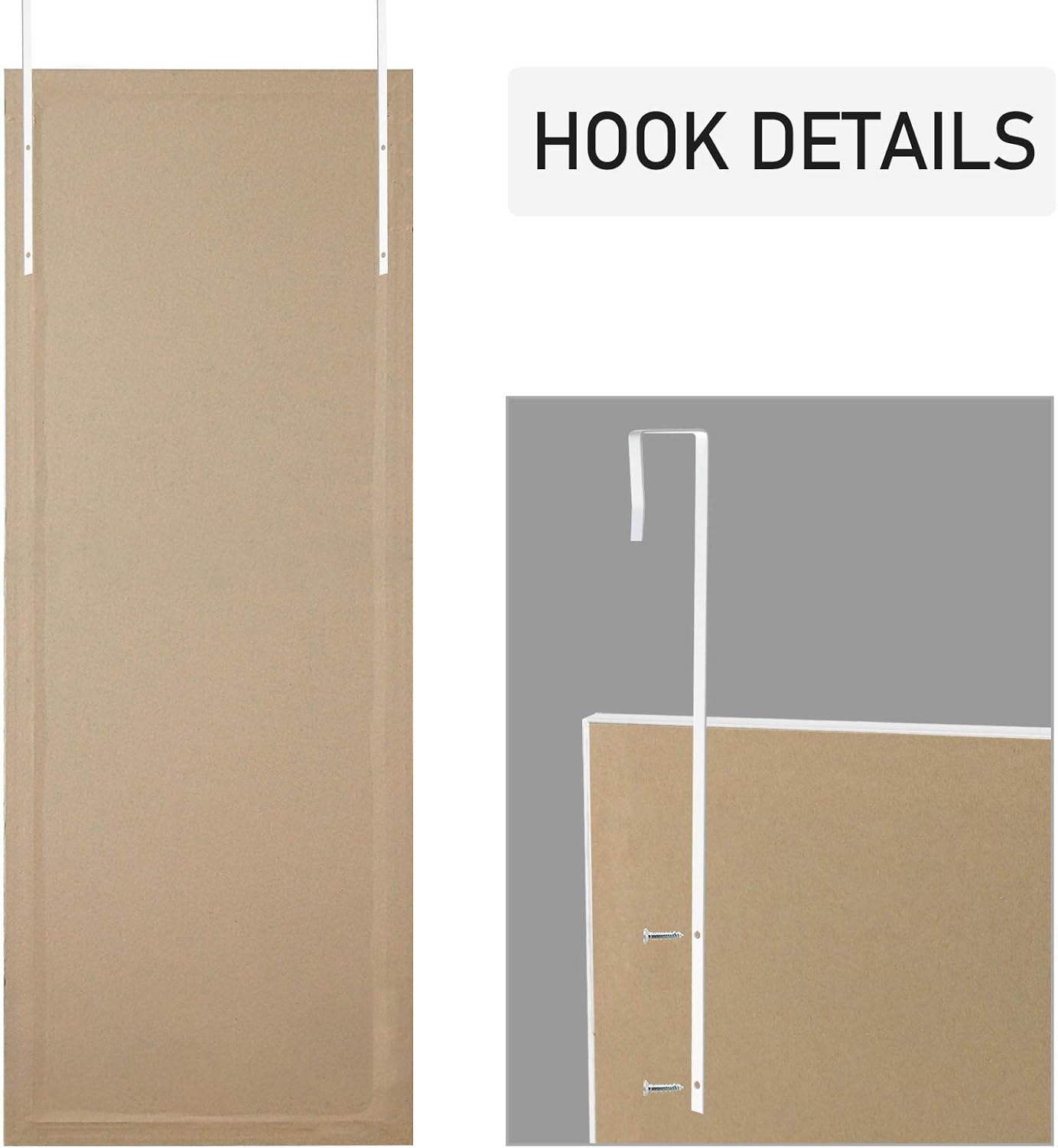 NeuType 43" x 18" Over The Door Full Length Mirror for Hanging, Dressing, Body - Bathroom, Bedroom, Living Room - Polystyrene Frame (White) White 43"L x 18"W Door Mirror