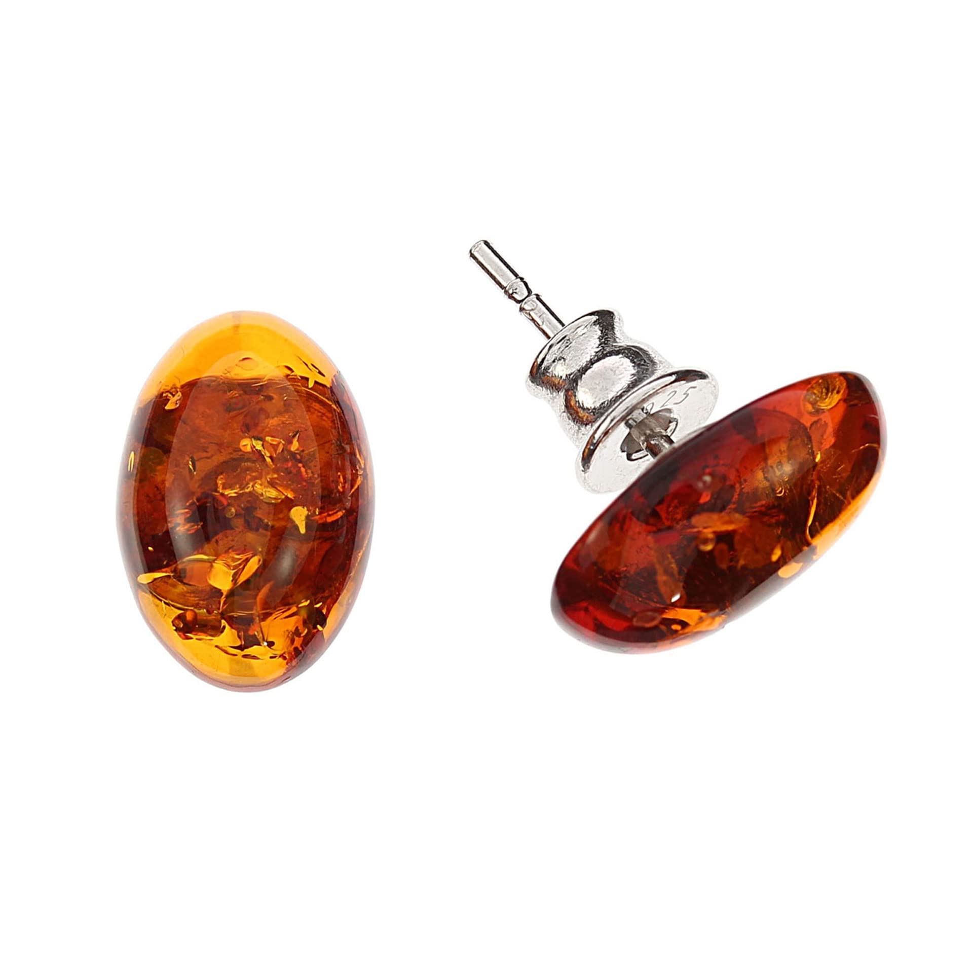 Orecchini in ambra di Artisana, eleganti orecchini ovali in ambra e argento sterling 925/000 rodiato