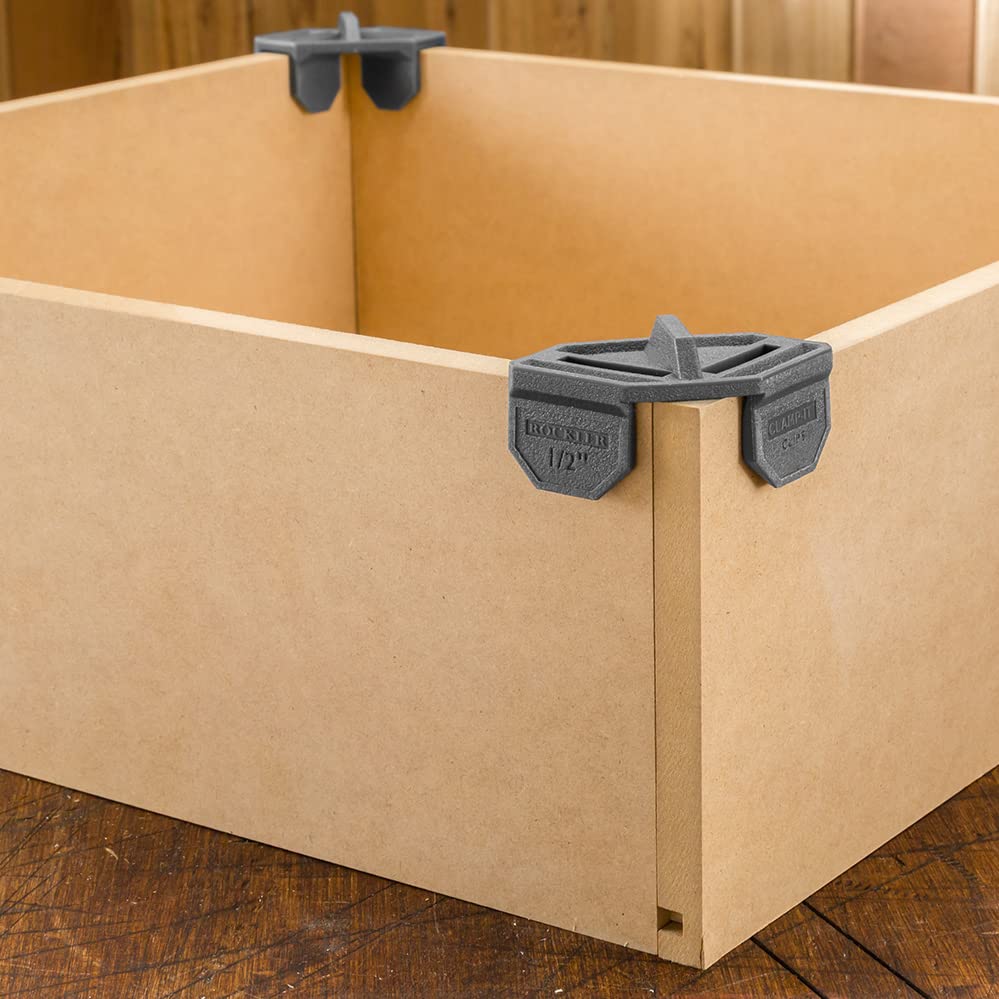 1/2'' Rockler Clamp It Clips (4 Pack, Dark Gray) - Corner Clamp It Clips Holds Panels at 900 Angle - Polypropylene Adjustable Angle Clamp Clips Won’t Mar the Surface - Clamp Clips