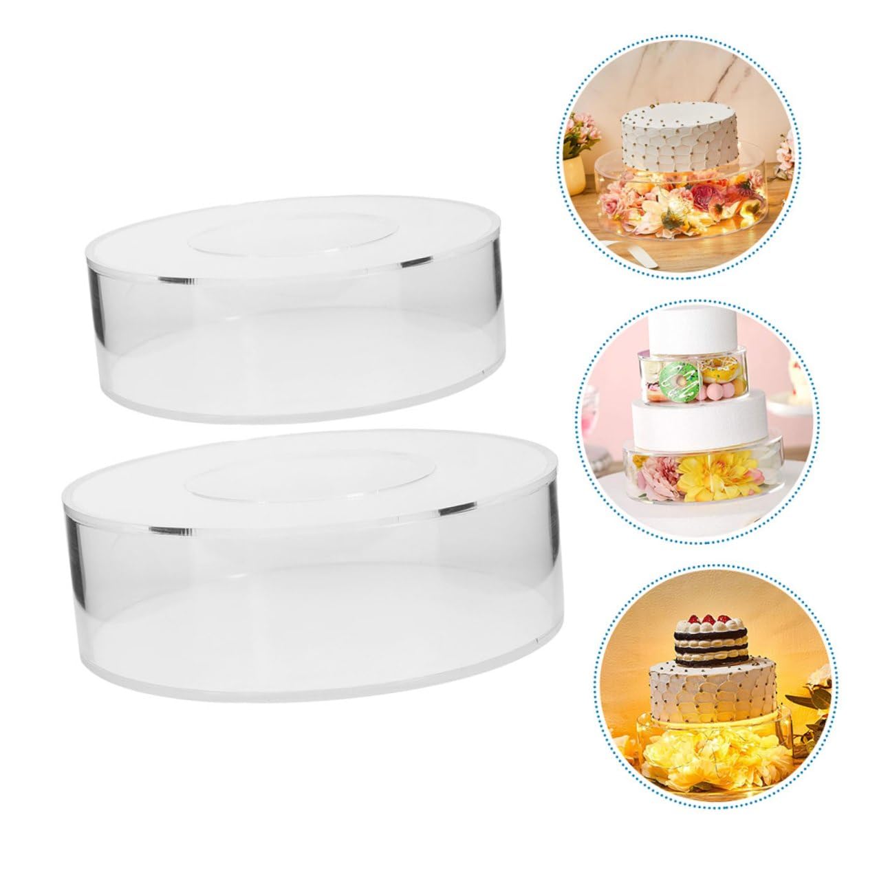 Didiseaon Alzata per Torte Tonda in Acrilico 2 Pezzi, Design Riempibile | Feste e Ristoranti, per Palloncini e Snack, Lavorazione Curata, Atmosfera Raffinata