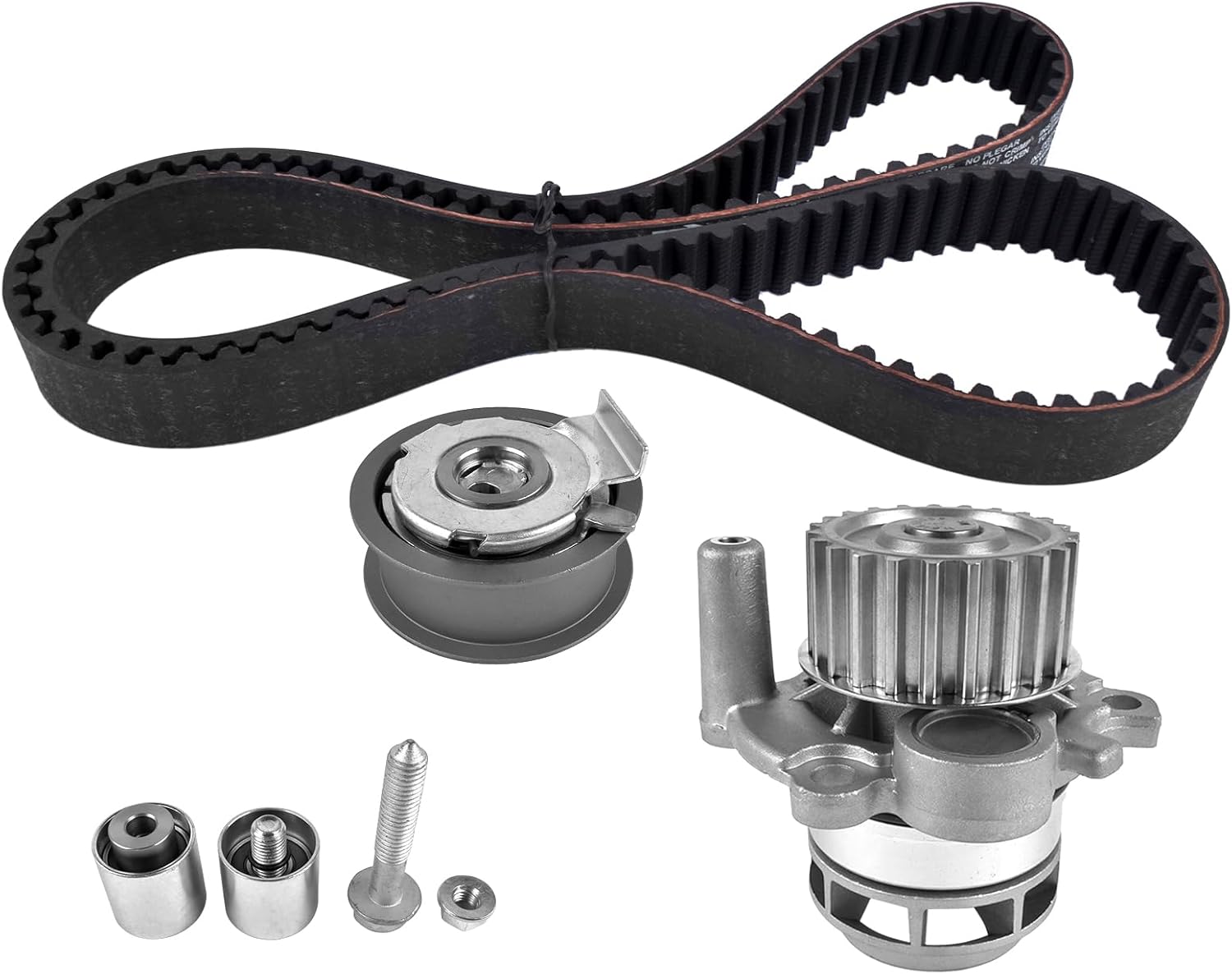 Water Pump Timing Belt Kit Replacement for VW Jetta Eos GTI Passat Audi A4 TT 2.0L 2006-2008 Part# KP35604XS, PK05870, 06F121011