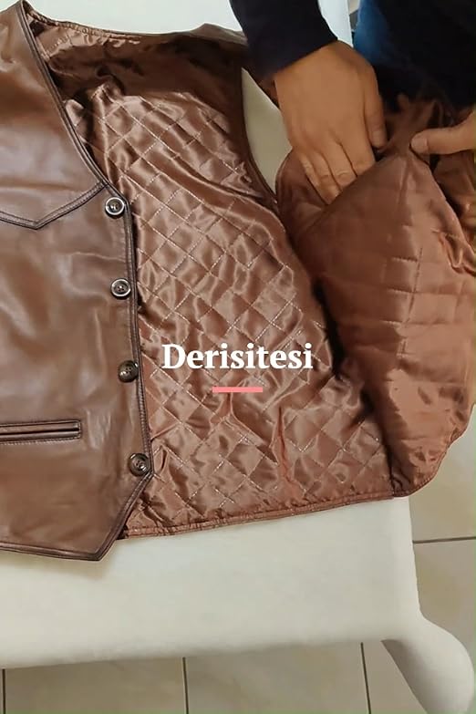 100% Lamb Leather Vest, Brown Leather Vest, Soft Sheepskin Vest