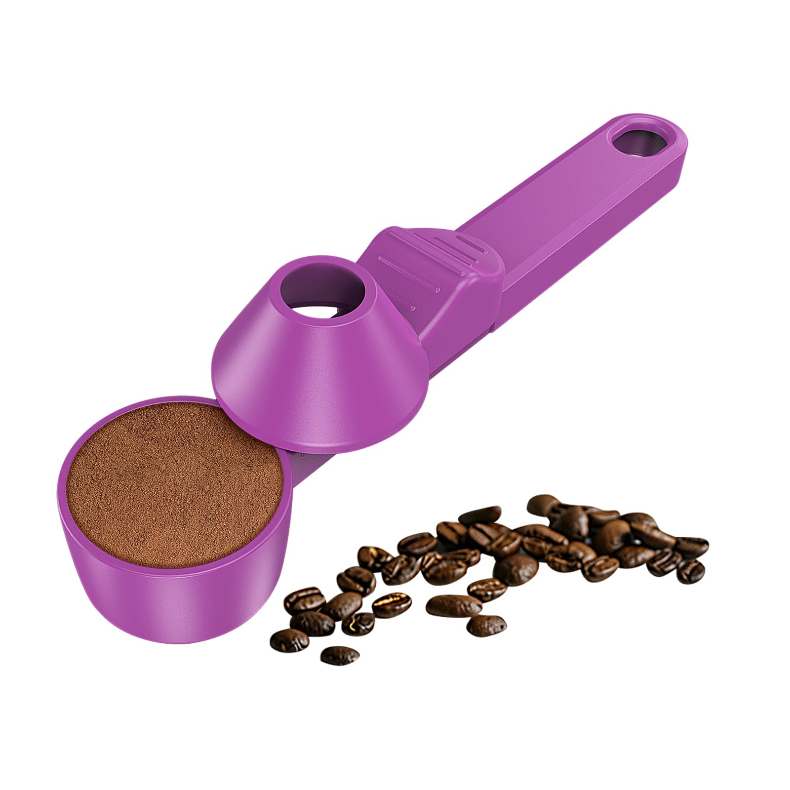 Coffee Scoop &amp; Funnel for Reusable K Cup Refillable Coffee Pods, Coffee Measuring Spoon 2 Tablespoon Capacity, Scoop with Funnel for Ground Coffee, Protein Powder, Tea (Purple, 1 Pack)