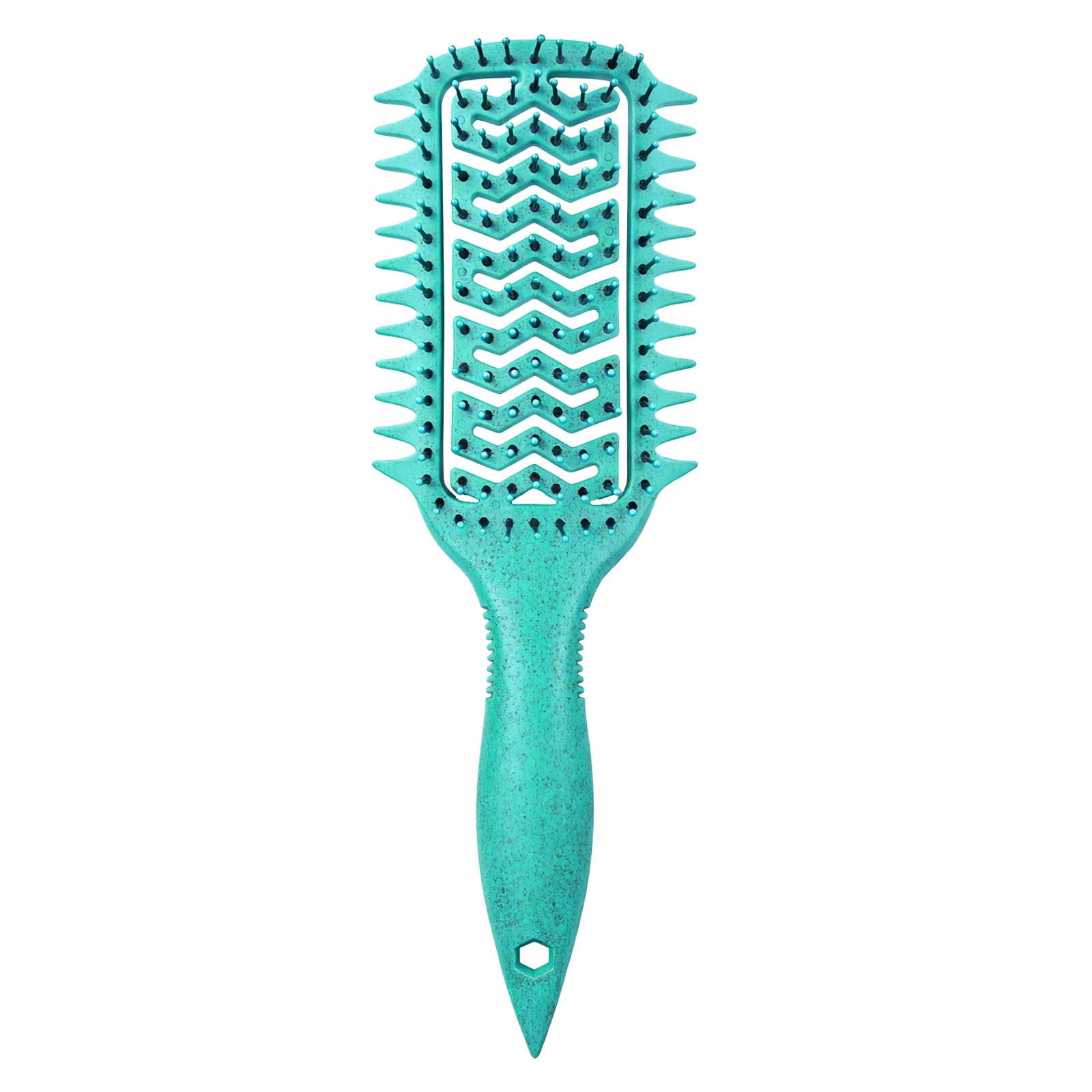 Vented Curl Defining Brush, Detangling & Clump-Forming Styling Brush for Wavy Curly Coily Hair, Wet/Dry, Anti-Frizz, Rounded Tips, Non-Slip Handle (Green)