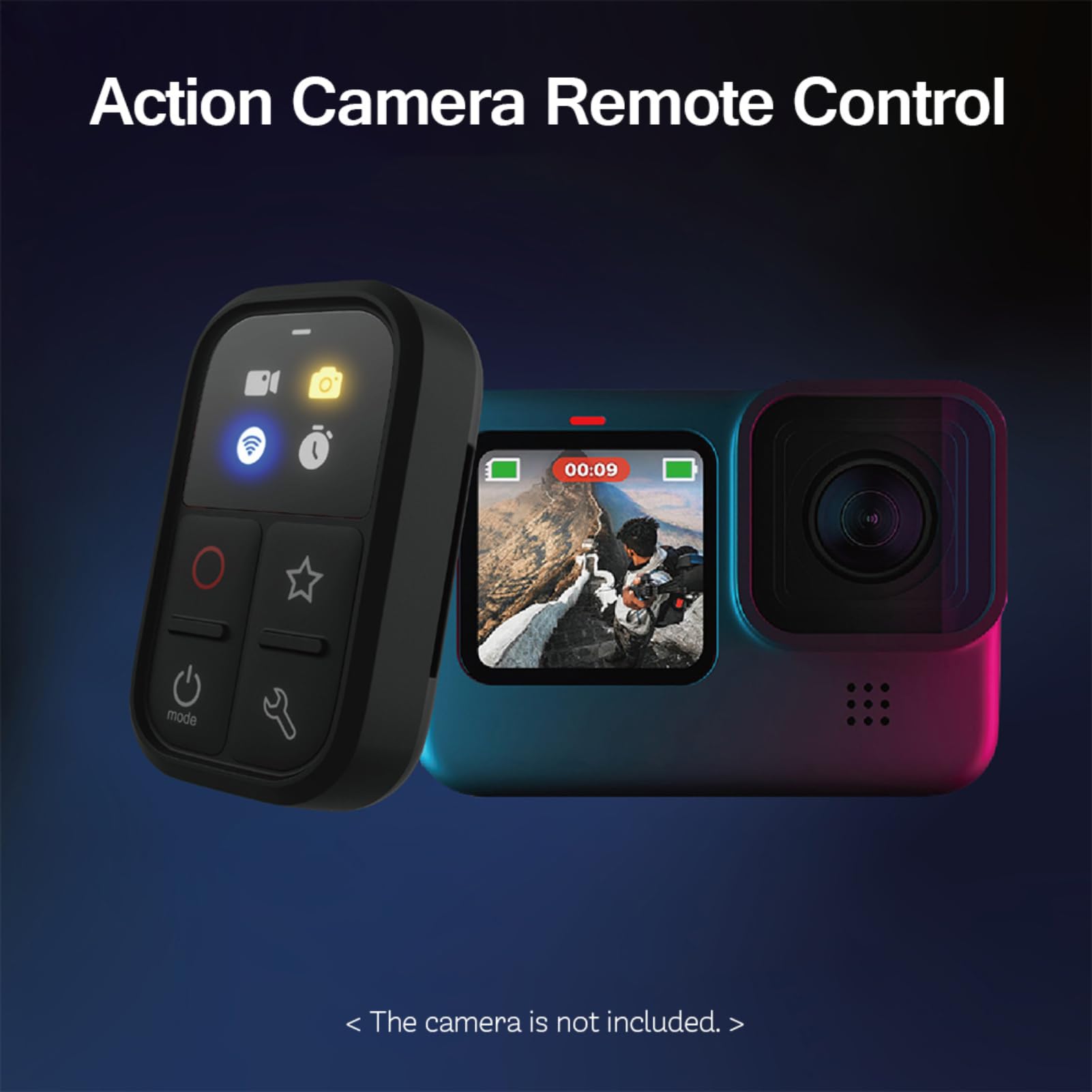 Andoer Kabellose Fernbedienung für GoPro Hero 13/12/11/10/9/8/Max, Drahtlose Smart Remote als Ersatz LED bunter Bildschirm Eingebauter Akku 50 m Steuerreichweite mit Handschlaufe zur USB-Ladekabel