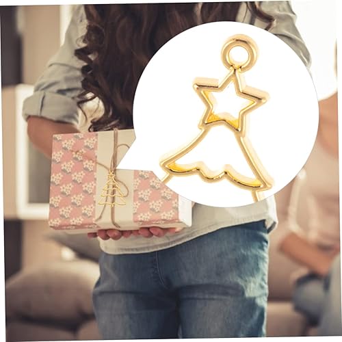 Miniatura 5 de EXCEART 20 pcs Craft Charms Gold Bezels Pressed Pendant Alloy Enamel Pattern with Findings for Plated Xmas Resin Blanks Jewelry Tree Shape Crafts