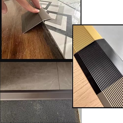 Miniatura 6 de TOCTUS Tira de transición de aluminio para huecos, rampa reductora de umbral de transición de piso de madera a azulejo, tira de cubierta de piso