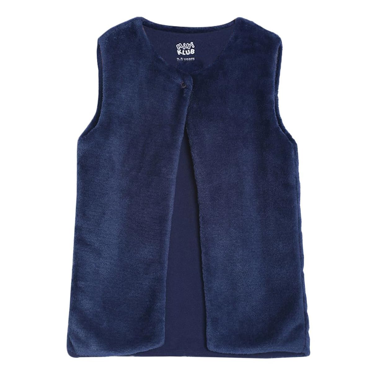 Mini Klub Baby Front Open Sleeveless Knitted Cotton Shrug (Blue Color)