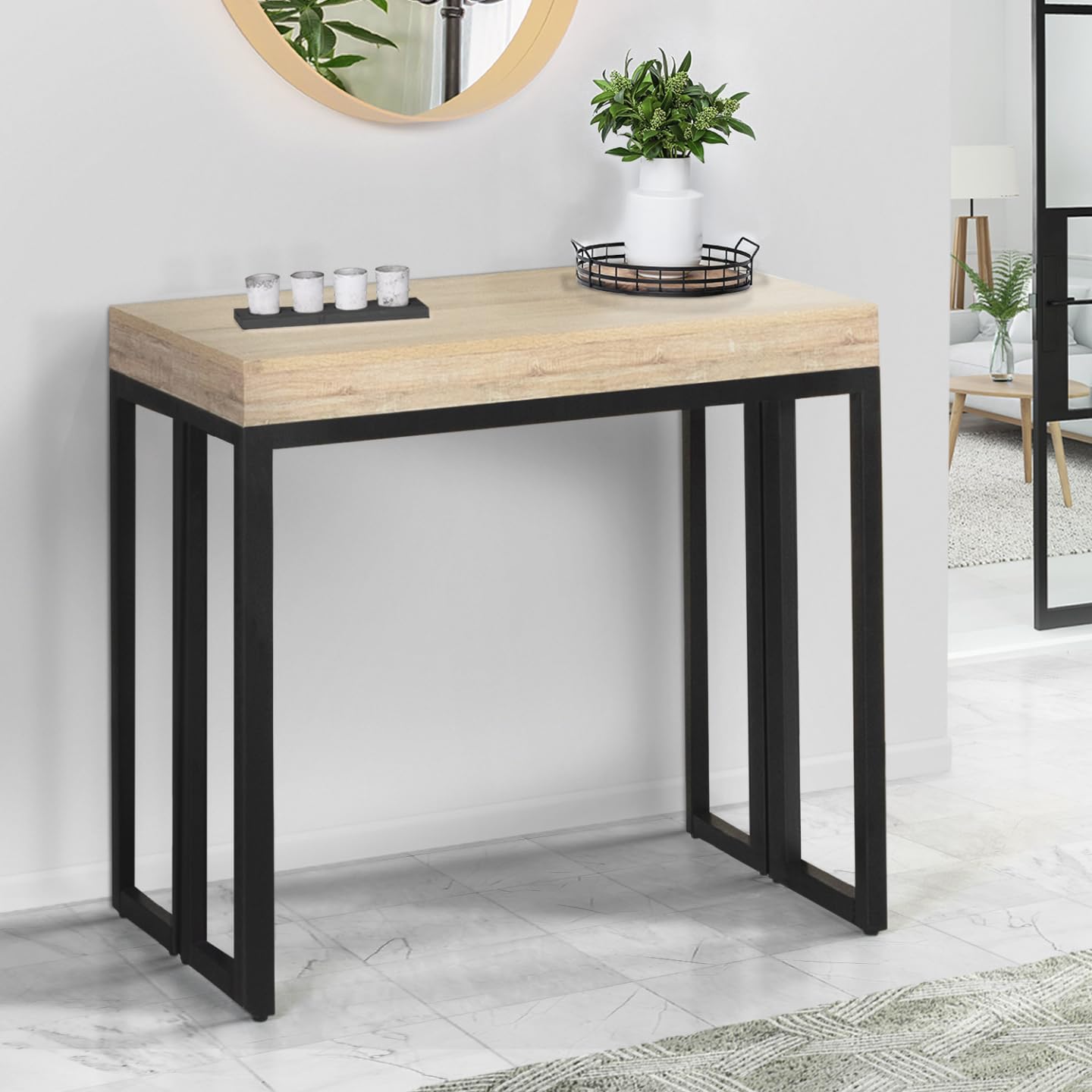 IDMarket - Mesa consola extensible Toronto para 6 personas, 140 cm, diseño industrial