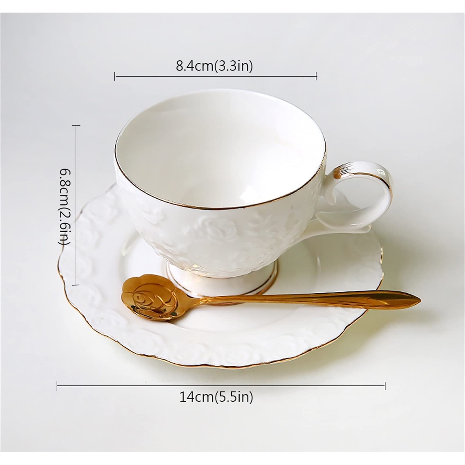 Tazze da caffè Phnom Penh Bone Bone China Tazza di caffè 4 pezzi Europeo Squisita Britannica Pomeriggio Pomeriggio Tazza da tè Retrò Tazza di caffè in porcellana Set 2 colori Set di tazze da caffè(B)