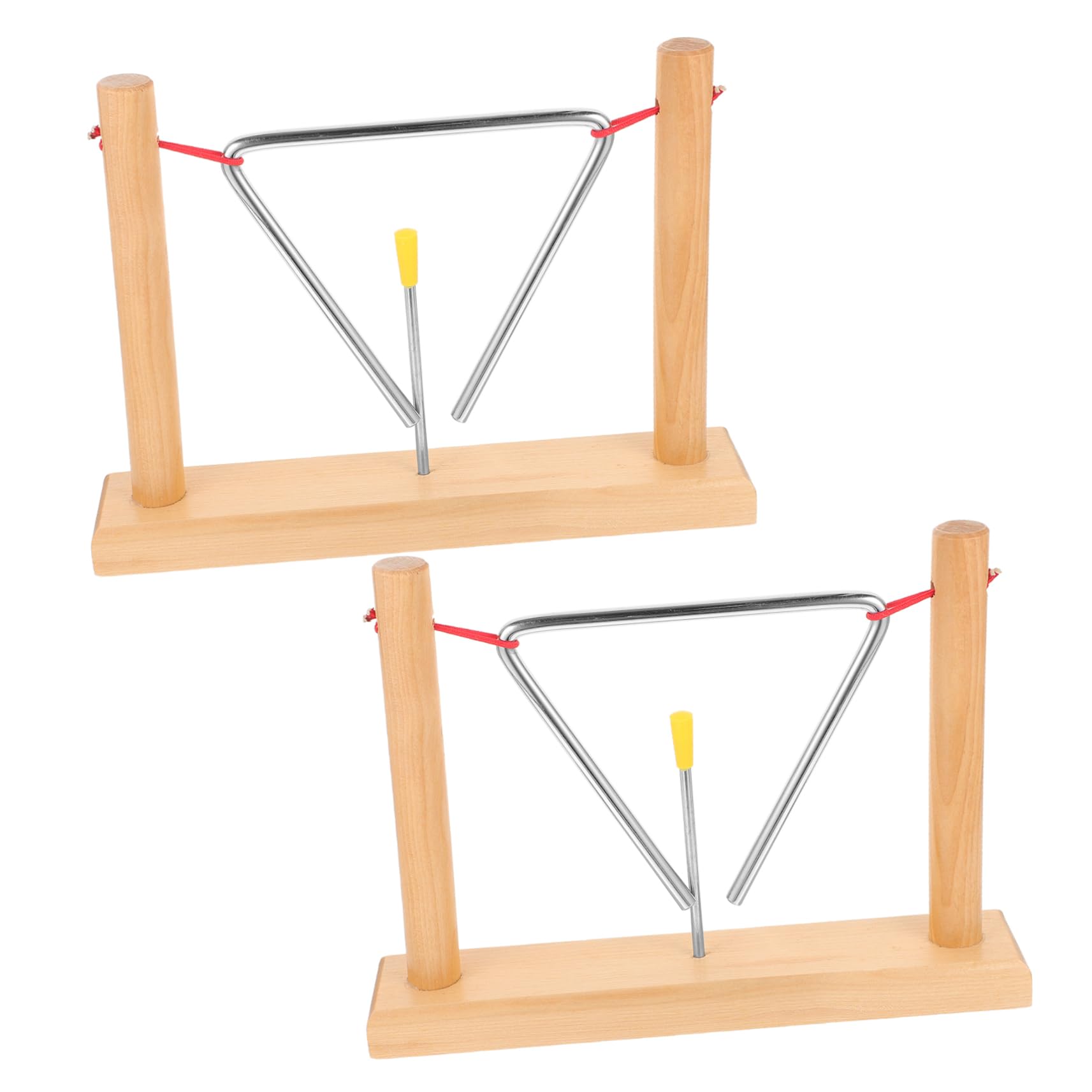 2 Sets Triángulo de Percusión Campana Musical de Metal con Soportes de Madera y Percutores para Niños y Principiantes