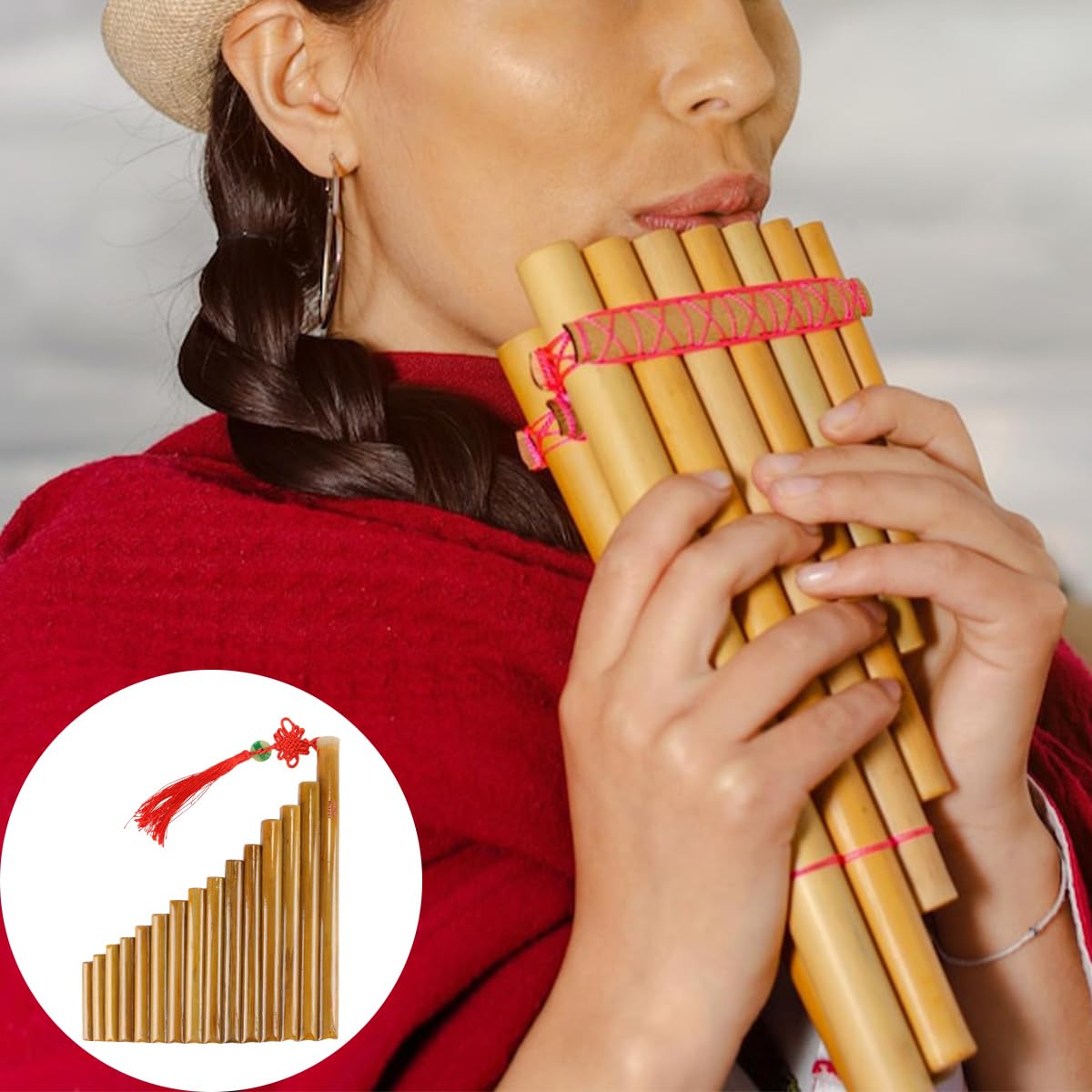 Gorise Fl?te de Pan, 15 fl?tes de Pan, fl?te de Pan en bambou naturel accordée en sol majeur, 15 fl?tes pour débutants