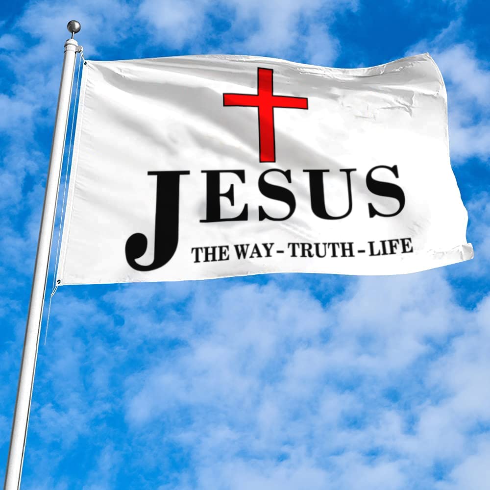 Aihccy Jesus The way Truth Life Flag Banner 3x5Feet Garden house Lawn Flag banner Decor