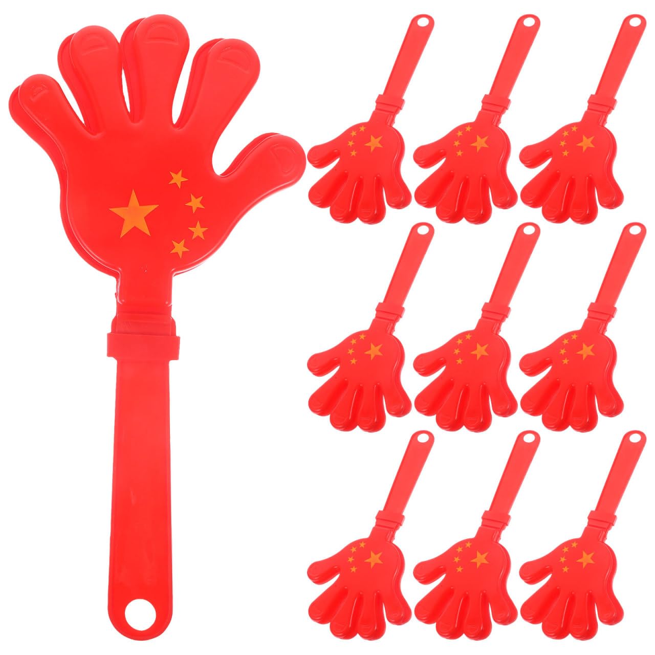 Amosfun 10-Pack Red Hand Clappers 11.02In ABS Noise Makers for Sporting Events & Festivals – Loud Cheer Props for Adults & Kids