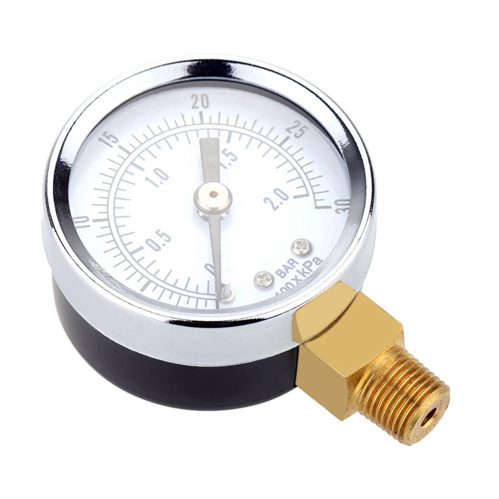 Manómetro de presión (6 Unidades, 0-30 PSI, 0-2 Bar), minicompresor, manómetro hidráulico de Doble Escala, Color Negro